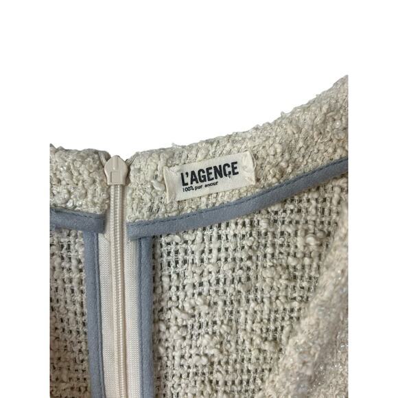 L'Agence Tweed Knit Cap Sleeve Ivory Metallic‎ Shimmer Sheath Dress - Picture 7 of 11